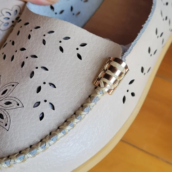 Flats Casual Loafers Classic Leather Women's Casual Beige EUR 37 Rubber Sole - Picture 5 of 11